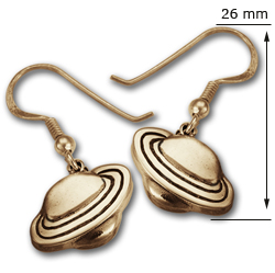 Planet Saturn Earrings in 14k Gold