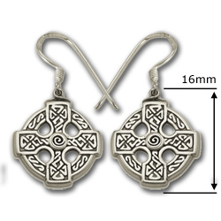 Celtic Cross Earrings in Sterling Silver