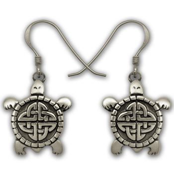 Celtic Turtle Earrings in Sterling Silver