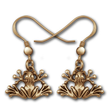 Tree Frog Earrings in 14k Gold