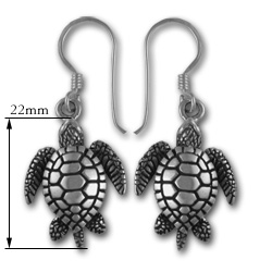 Turtle Earrings in Sterling Silver