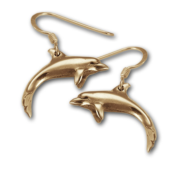 Dolphin Earrings in 14k Gold
