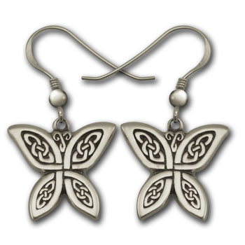 Celtic Butterfly Earrings in Sterling Silver