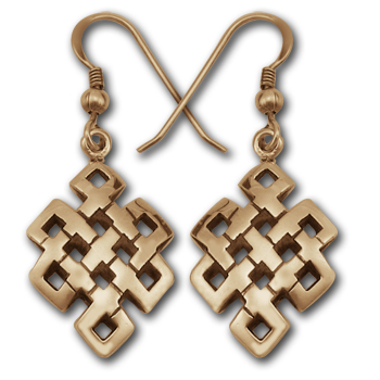 Tibetan Knot Earrings in 14k Gold
