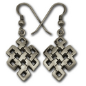 Tibetan Knot Earrings in Sterling Silver