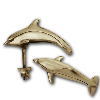Dolphin Stud Earrings in 14k Gold
