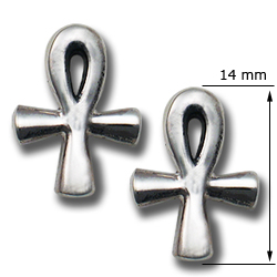 Ankh Stud Earrings in Sterling Silver
