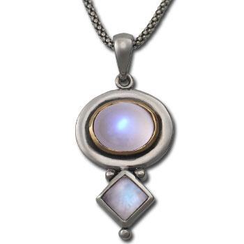 Moonstone Pendant in Silver & Gold