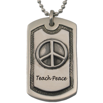 "Teach Peace" Dog Tag in .925 Sterling