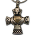 Claddagh Cross in White & Yellow Gold