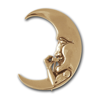 Harmonica Moon Pin in 14K Gold