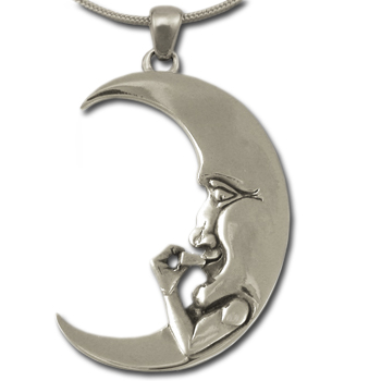 Harmonica Moon Pendant in Sterling Silver