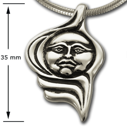 Moonface Pendant in Sterling Silver