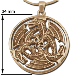 Dragon Pendant Celtic Triskele in 14k Gold