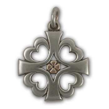 Knights Templar Cross Pendant in Silver & Gold