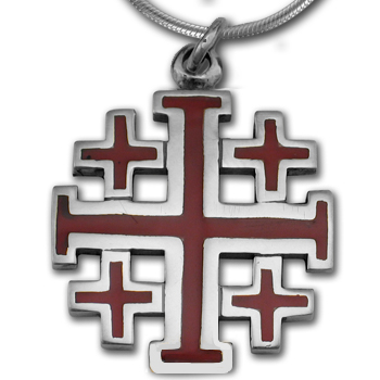 Crusader Cross Pendant in Sterling Silver w/ Enamel