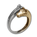 Silver and 14k Gold Horse Ring