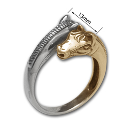 White and Yellow Gold Horse Ring