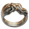 Lesbian Lovers Ring in Silver & Gold