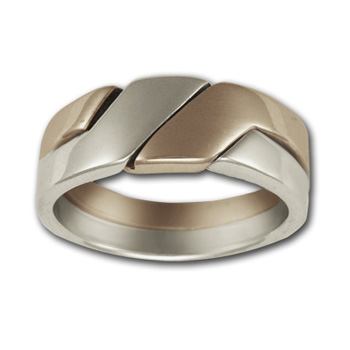 Puzzle Ring (sm) in 14k White & Yellow Gold