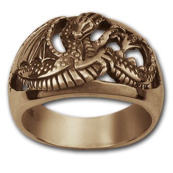 Elegant Dragon Ring in 14k Gold