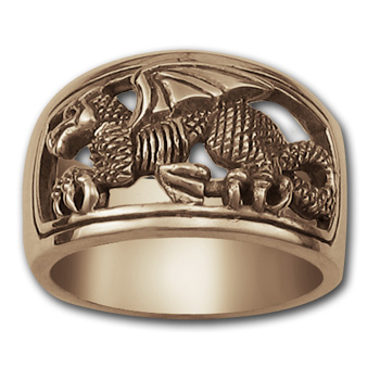 Welsh Dragon Ring (Lg) in 14k Gold