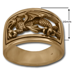 Welsh Dragon Ring in 14k Gold