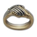 Two Part Hand Ring in White & Yellow 14k Gold
