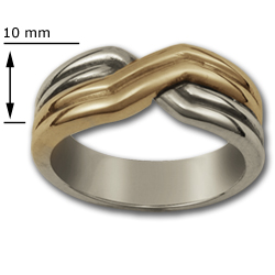 Crossover Ring in White & Yellow Gold
