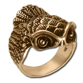 Owl Ring (sm) in 14k Gold