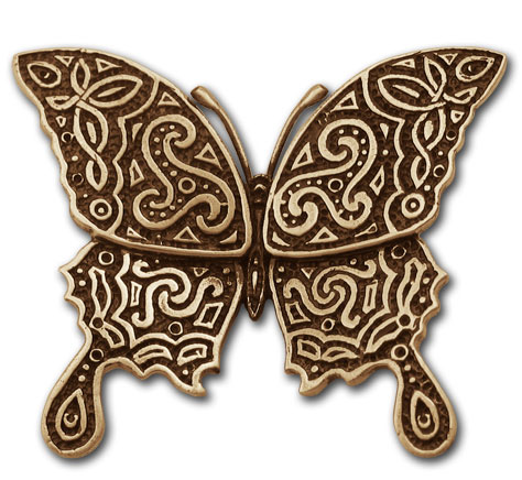 Celtic Butterfly Brooch in 14k Gold