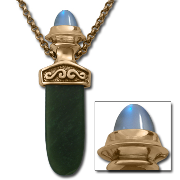 Celtic Pendant with Jade Tongue in 14k