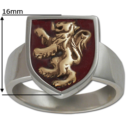 Rampant Lion Ring in Sterling Silver w/ Enamel