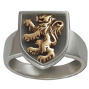 Rampant Lion Ring in Silver & Gold