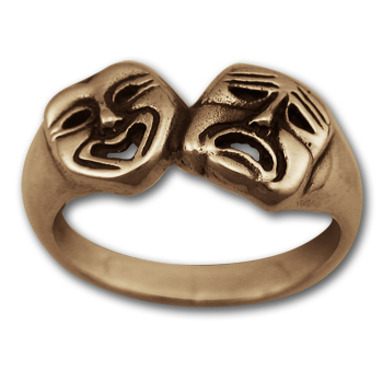 Comedy Tragedy Ring in 14k Gold