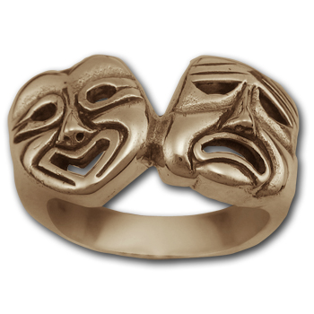 Comedy Tragedy Ring in 14k Gold (large)