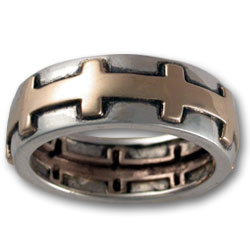 Eternal Cross Ring in Silver & Gold