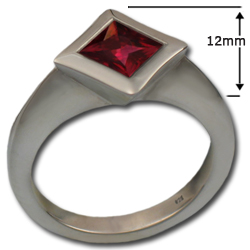 Square-Cut Gemstone Ring in Sterling Silver