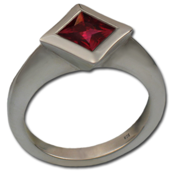 Square-Cut Gemstone Ring in Sterling Silver