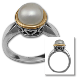 Pearl Ring in White & Yellow Gold