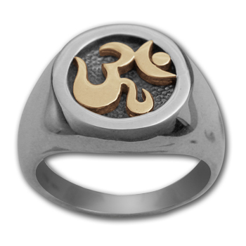 Om Ring in White & Yellow Gold