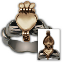 Claddagh Poison Ring in 14K White & Yellow Gold