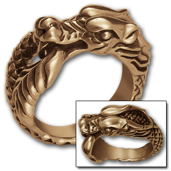 Ouroboros Dragon Ring in 14K Gold