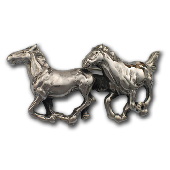 Two Horses Pin in Sterling Silver