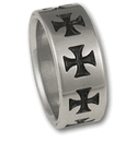 Titanium Celtic Ring w/ Black Maltese Cross