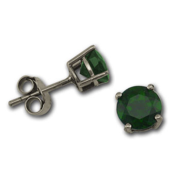 Chrome Diopside Earrings in Sterling Silver