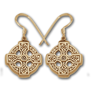 Celtic Cross Earrings in 14k Gold