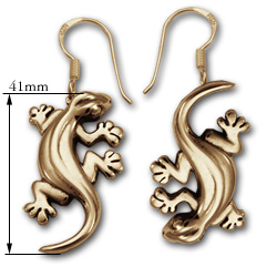 Gecko Earrings in 14k Gold