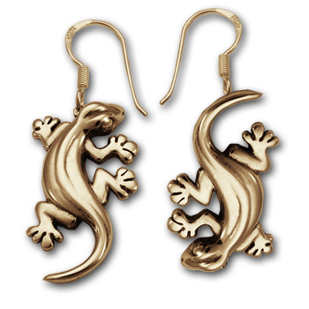 Gecko Earrings in 14k Gold
