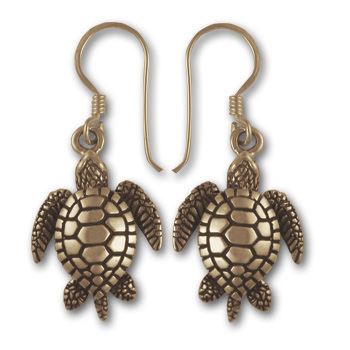 Turtle Earrings in 14k Gold